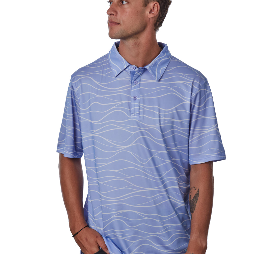 "WAVY" Lite Ube Dunes - OGA Men's Polo - Lite Ube / White