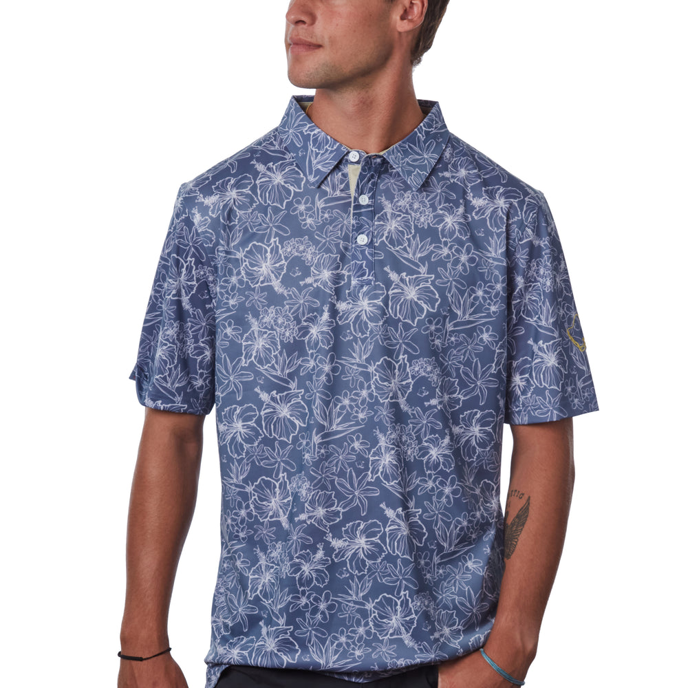 "Small Kine Sketchy" Rich Poi  - OGA Men's Polo - Rich Poi / White