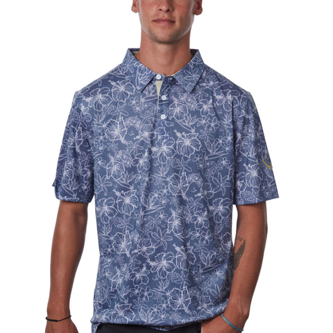 "Small Kine Sketchy" Rich Poi  - OGA Men's Polo - Rich Poi / White
