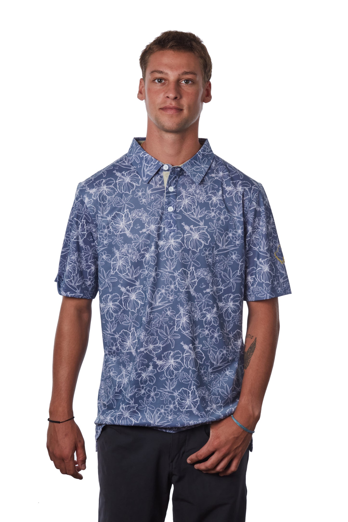 "Small Kine Sketchy" Rich Poi  - OGA Men's Polo - Rich Poi / White
