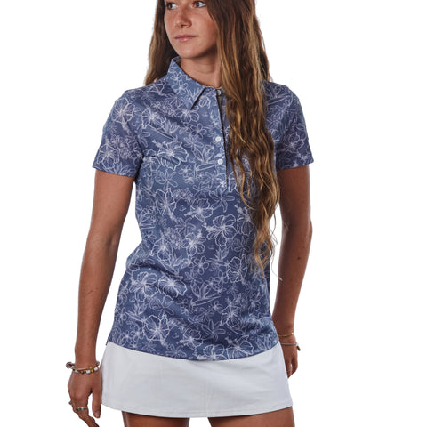"Small Kine Sketchy" Rich Poi  - OGA Women's Polo - Rich Poi / White