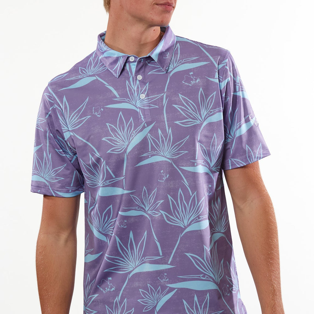 "Birdies of Paradise" Ube Sky - OGA Men's Polo - Ube / Periwinkle