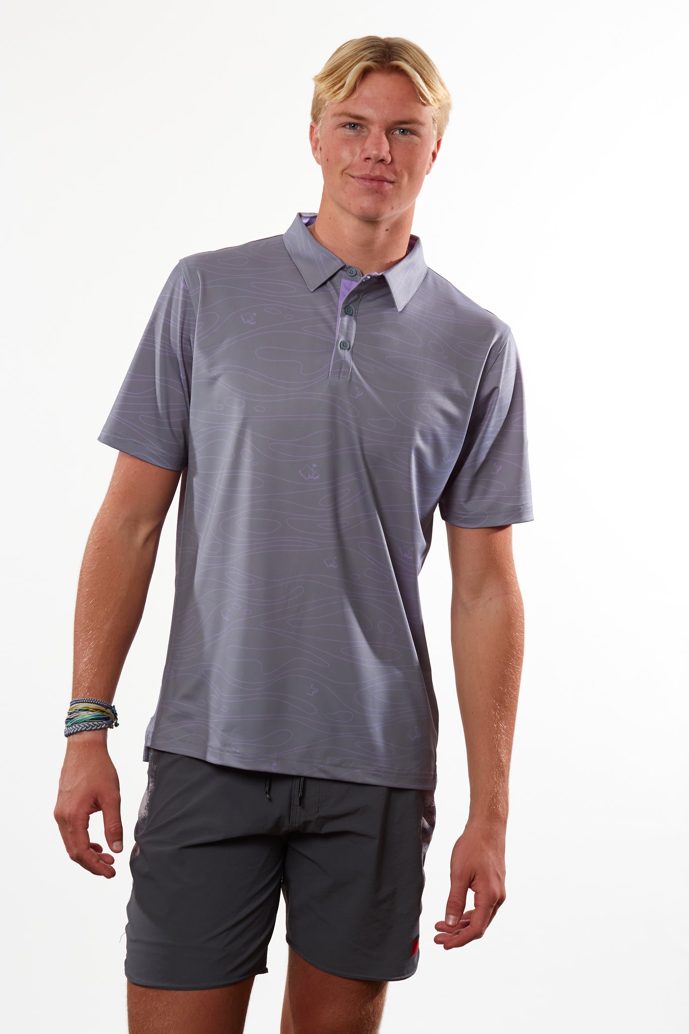 "Liquid" Steel Ube - OGA Men's Polo - Steel Gray / Ube
