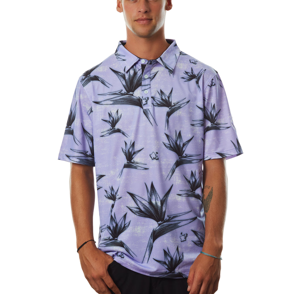 "Birdies Flock" Pale Ube - OGA Men's Polo - Pale Ube / Black