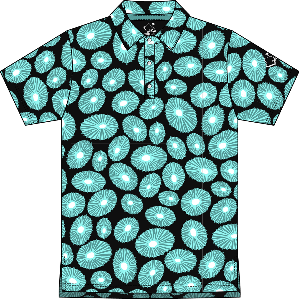 "Opihi Cluster" Basalt Black - OGA Youth Polo - Basalt Black / Opihi Blue