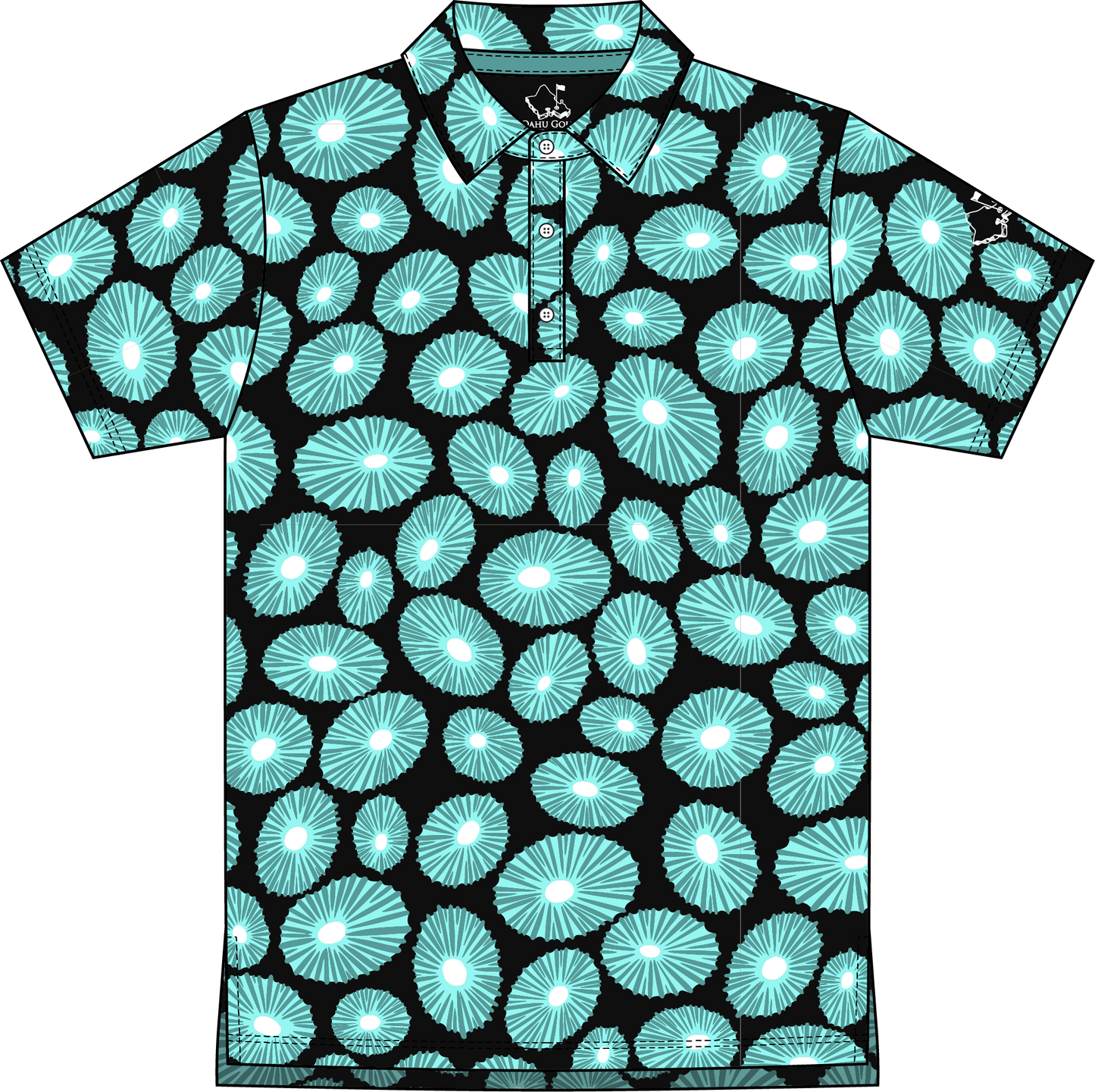 "Opihi Cluster" Basalt Black - OGA Youth Polo - Basalt Black / Opihi Blue