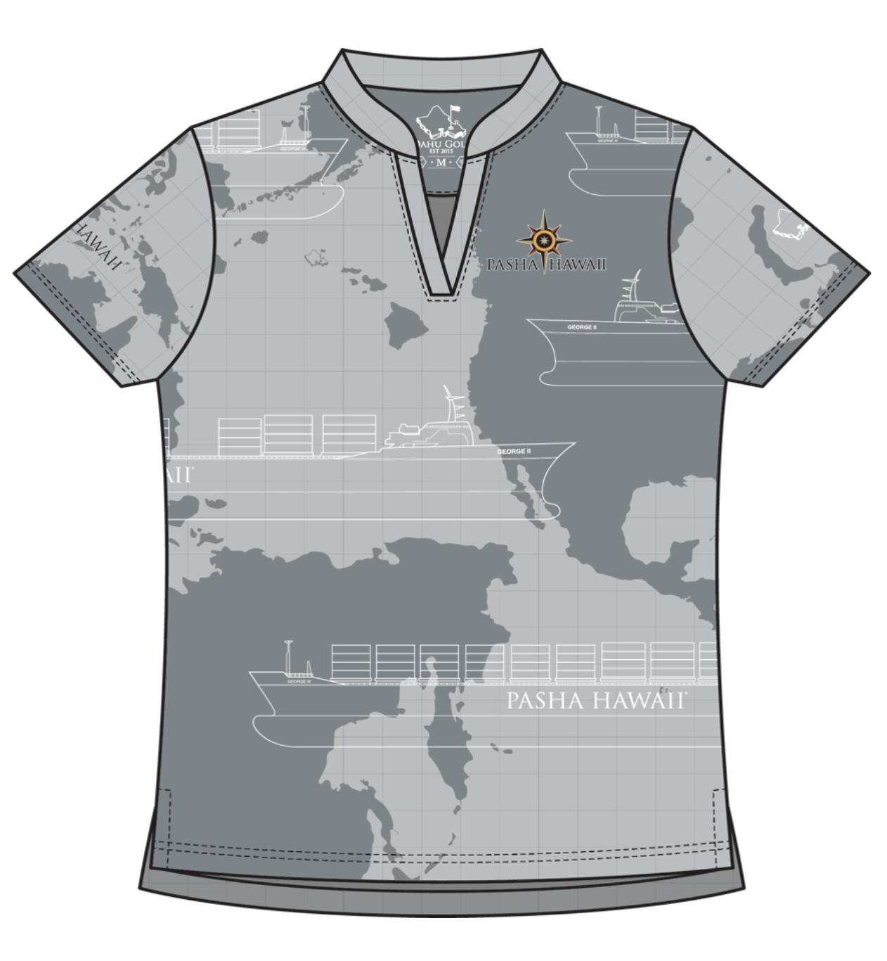 PASHA Hawaii Nautical Fleet Women's V-Neck Blade Collar