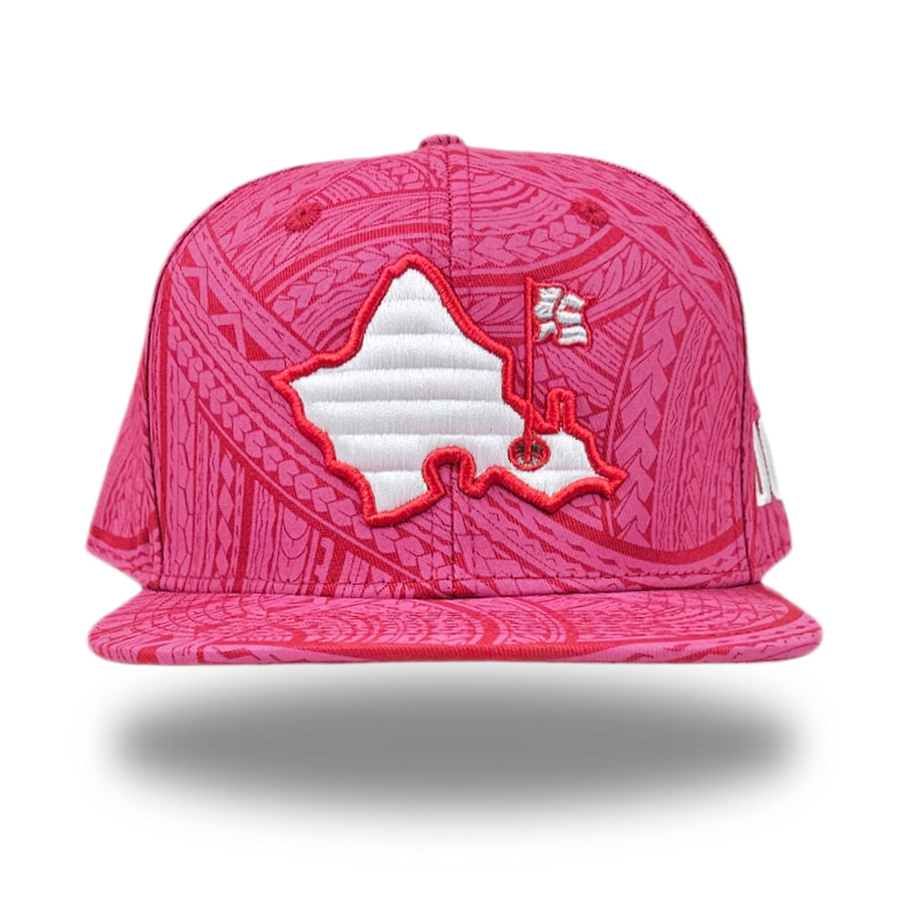 "OGA Pink Tribal" - 6 Panel Flatbill Snapback - Pink / Red