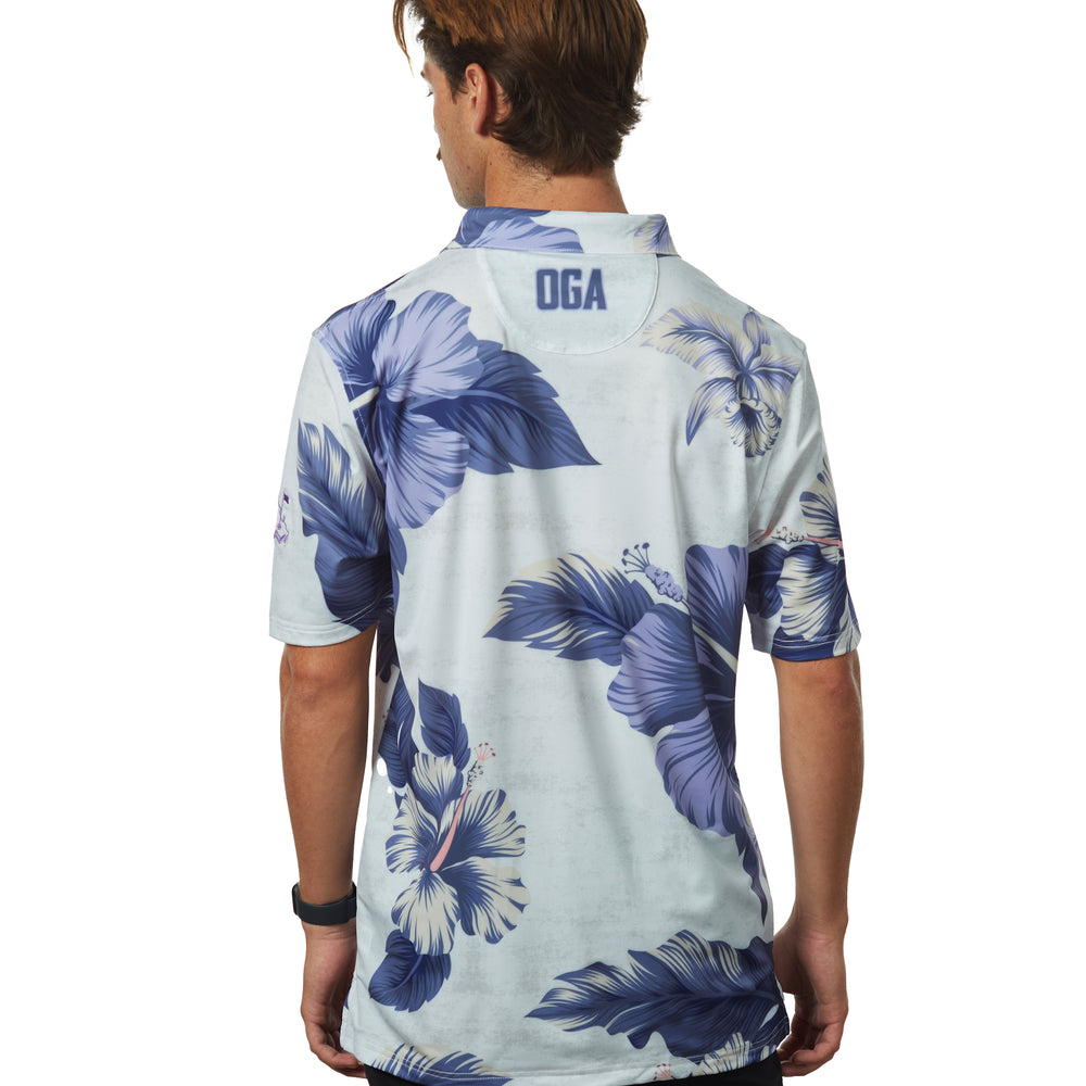 
                      
                        "Shmood Kine" Haupia White - OGA Men's Polo - White / Lavender
                      
                    