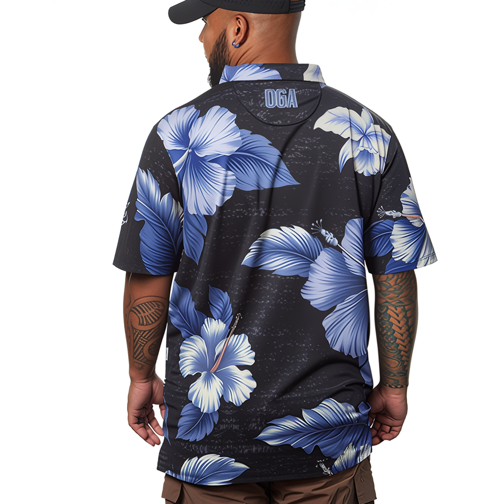 
                      
                        "Shmood Kine" Black Lava - OGA Men's Polo - Black / Lavender
                      
                    