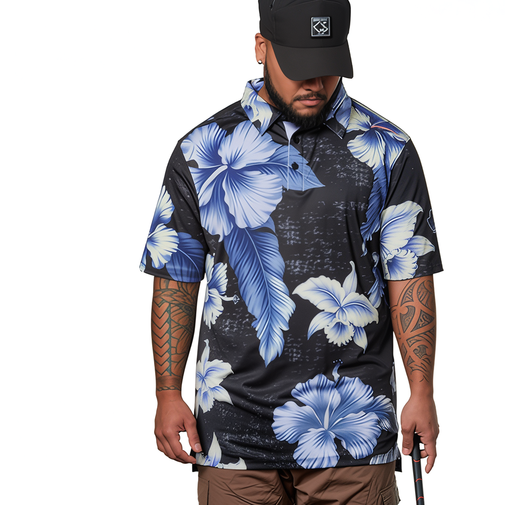 
                      
                        "Shmood Kine" Black Lava - OGA Men's Polo - Black / Lavender
                      
                    