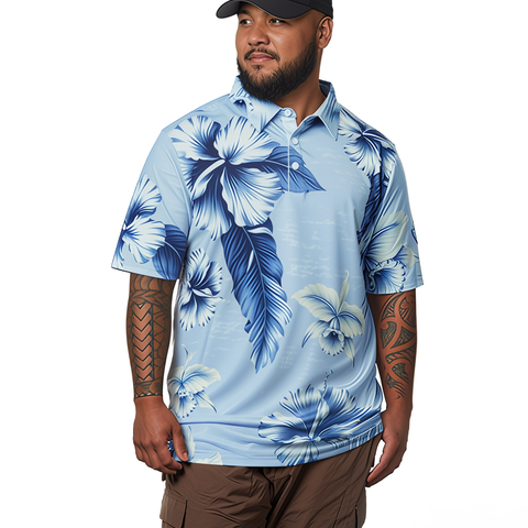 "Shmood Kine" Lobelia Blue - OGA Men's Polo - Blue / White