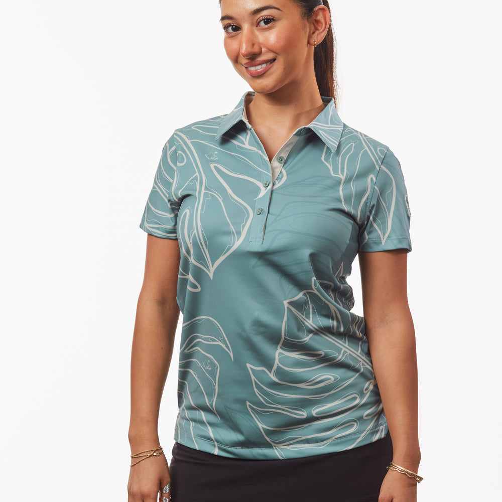 "Monstera Koncept" Seafoam Green - OGA Women's Polo - Seafoam Green