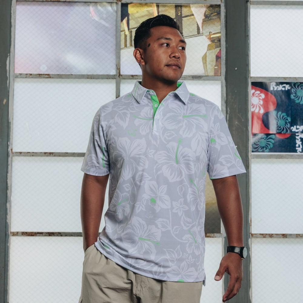 
                      
                        "Silver Mint Bloom" - OGA Men's Polo - Silver / Neon Mint
                      
                    