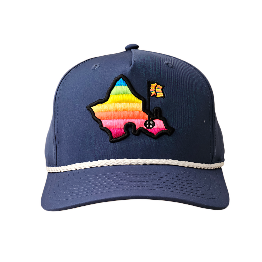 "Shave Ice Island 5 Panel" - 5 Panel Rope Snapback - Vintage Navy - Shave Ice Ombre Logo