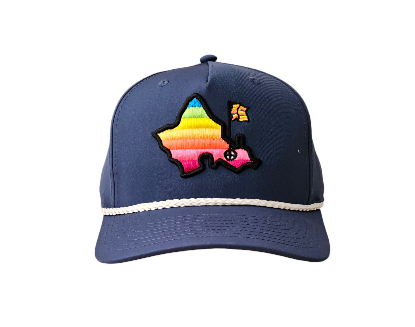 "Shave Ice Island 5 Panel" - 5 Panel Rope Snapback - Vintage Navy - Shave Ice Ombre Logo