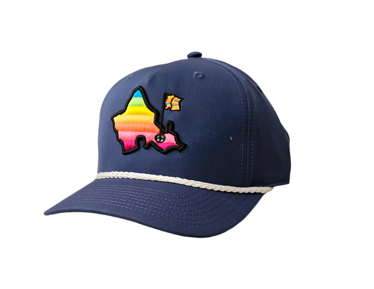 "Shave Ice Island 5 Panel" - 5 Panel Rope Snapback - Vintage Navy - Shave Ice Ombre Logo