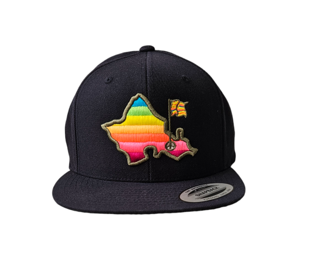 "Shave Ice Island 6 Panel" - 6 Panel Flat Bill - NAVY - Shave Ice Ombre Logo
