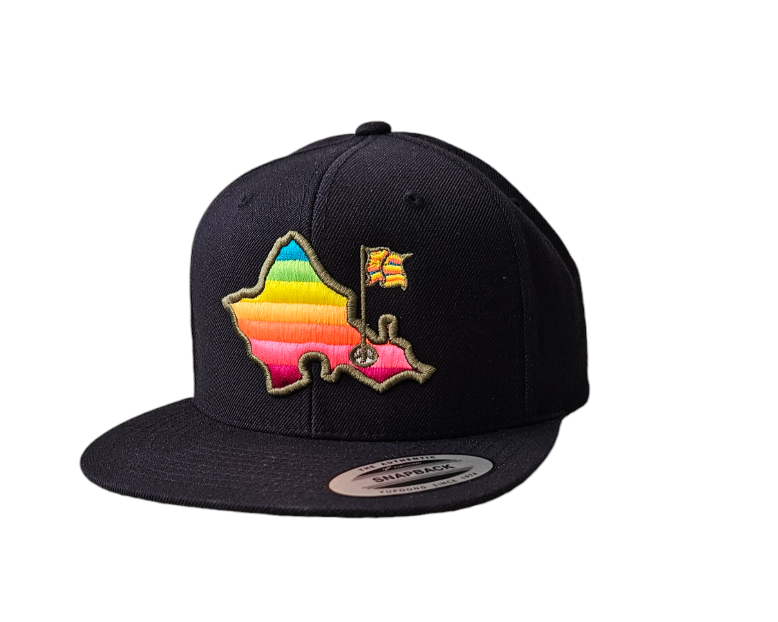 "Shave Ice Island 6 Panel" - 6 Panel Flat Bill - NAVY - Shave Ice Ombre Logo