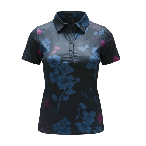 "Blossom" Blue Night - OGA Women's Polo - Blue Black