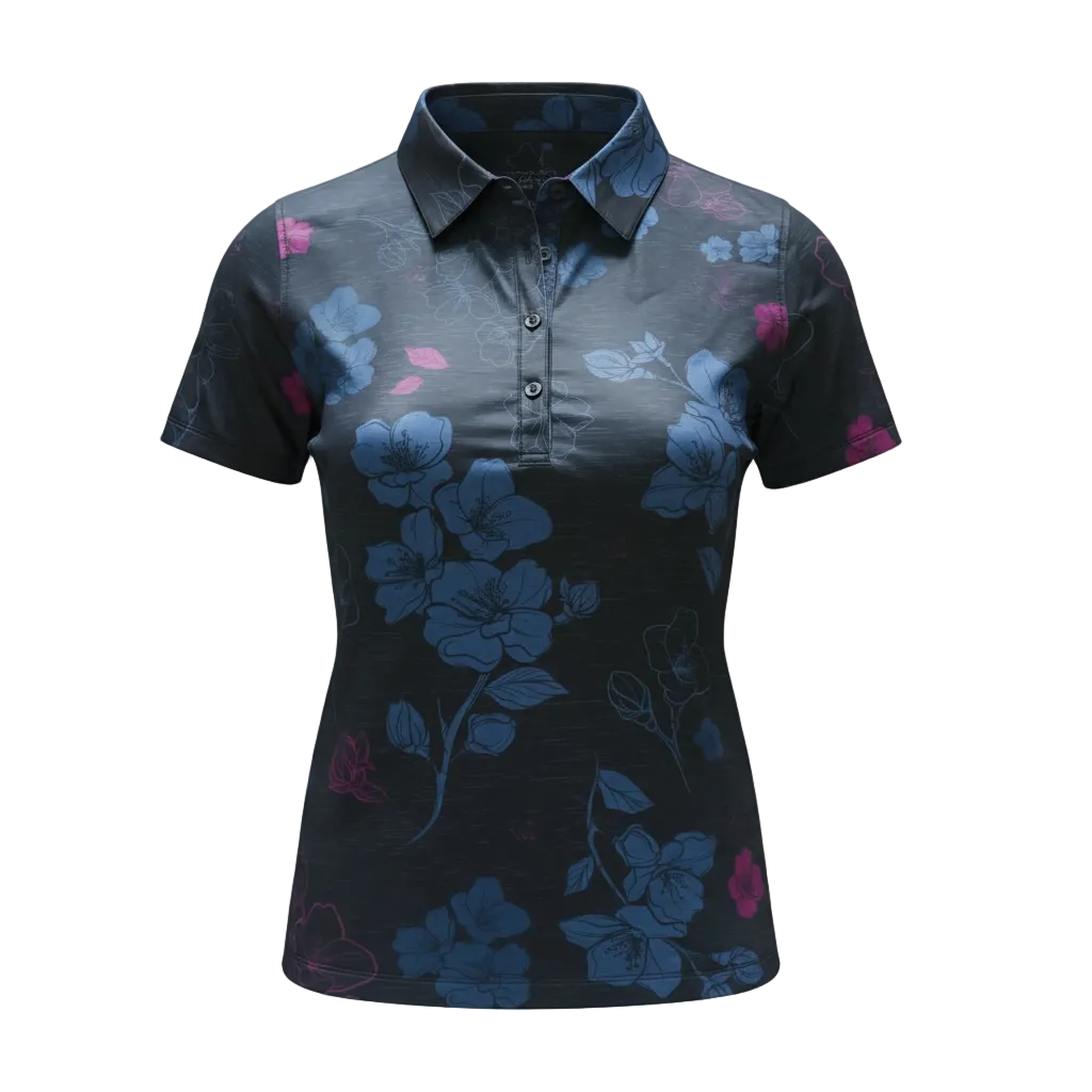 "Blossom" Blue Night - OGA Women's Polo - Blue Black