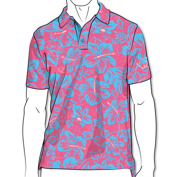 "Raspberry Bloom" - OGA Men's Polo - Raspberry Blue