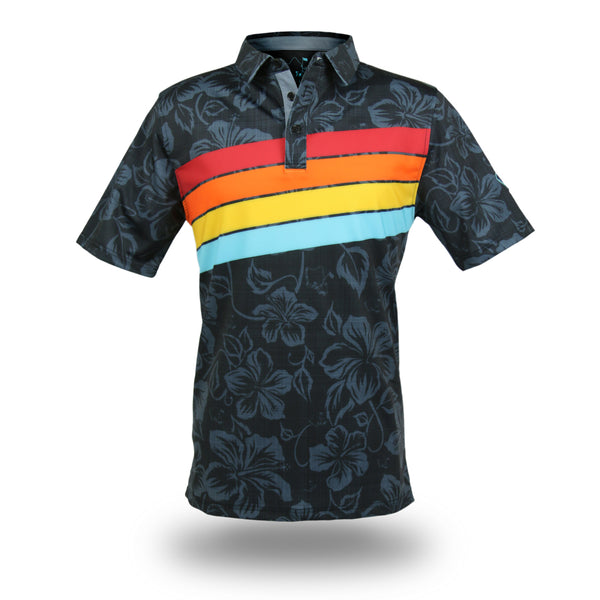 "Retro Stripes" Black Prism - OGA Men's Polo - Black