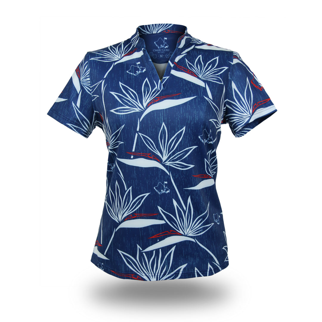 "RWB Birdies of Paradise" - OGA Ladies Polo - Red/White/Blue