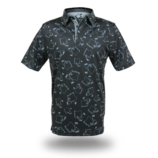 "Scattered Islands" Black Onyx - OGA Men's Polo - Black