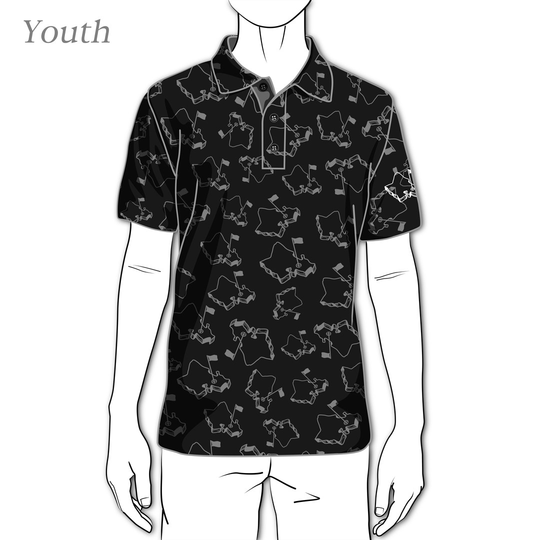 "Scattered Islands" Black Onyx - OGA Youth Polo - Black