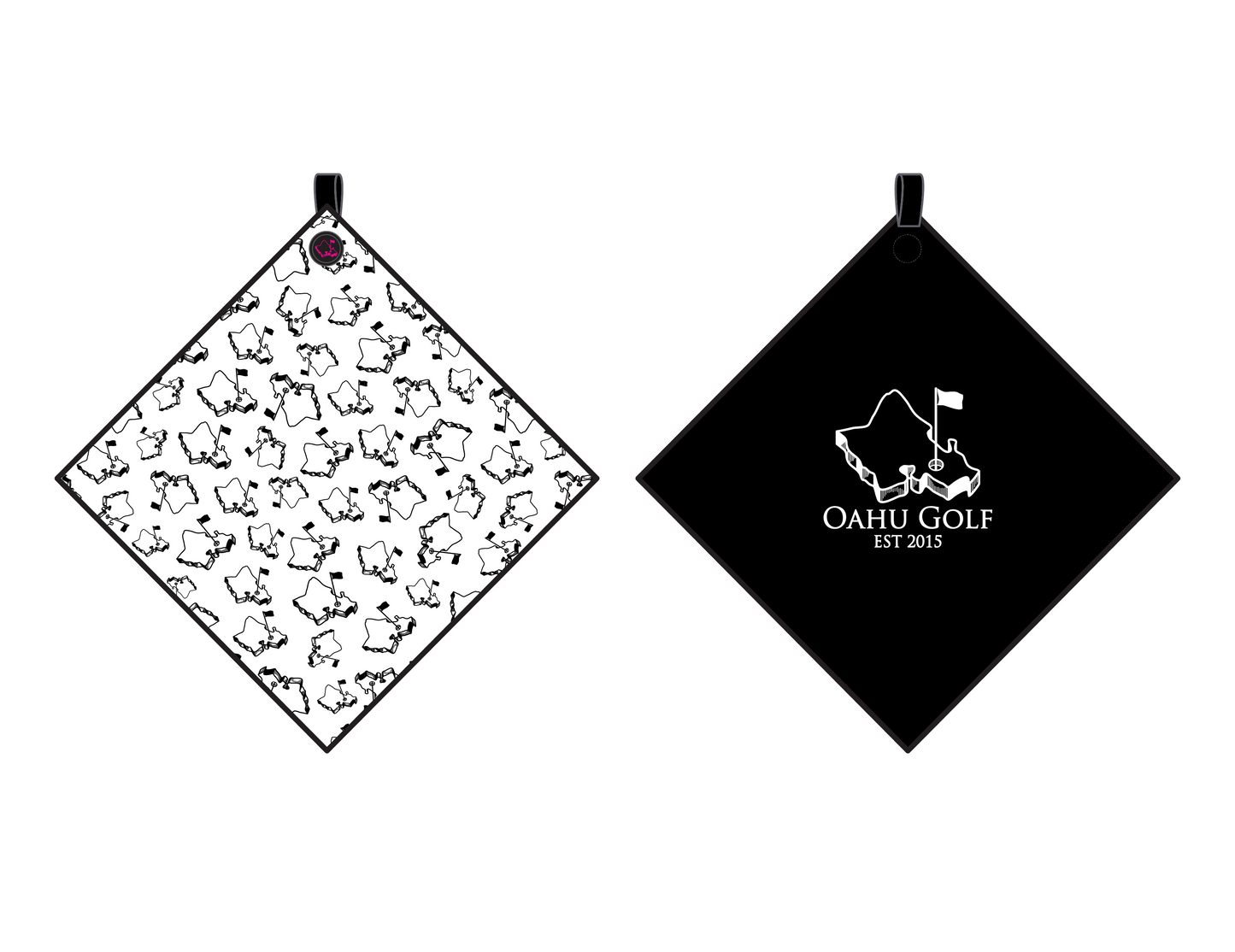 "Scattered Logo" Square Golf Towel - OGA Square Towel - Black/White