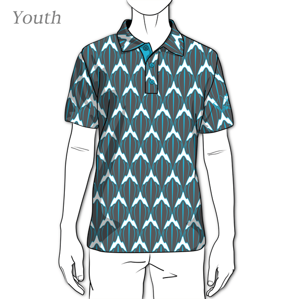"Shark" Steel Turq - OGA Youth Polo - Steel Gray