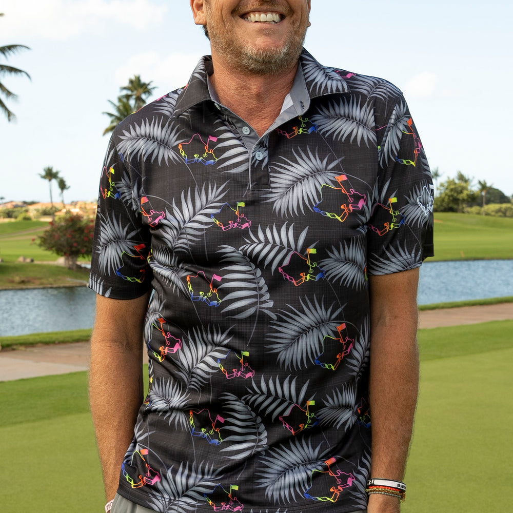 "Shave Ice Time" Tropical Black - OGA Men's Polo - Black / Shave Ice