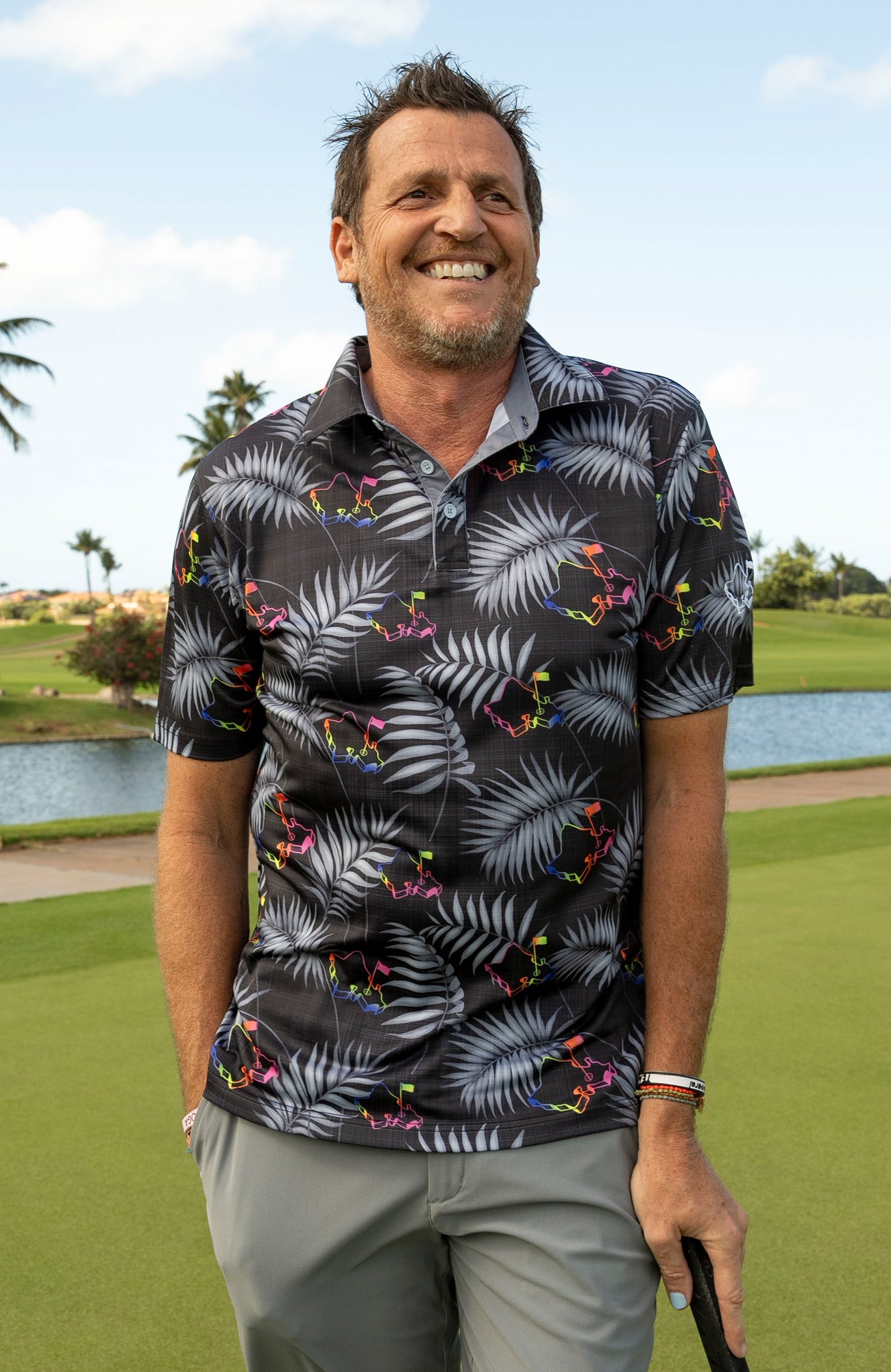 "Shave Ice Time" Tropical Black - OGA Men's Polo - Black / Shave Ice