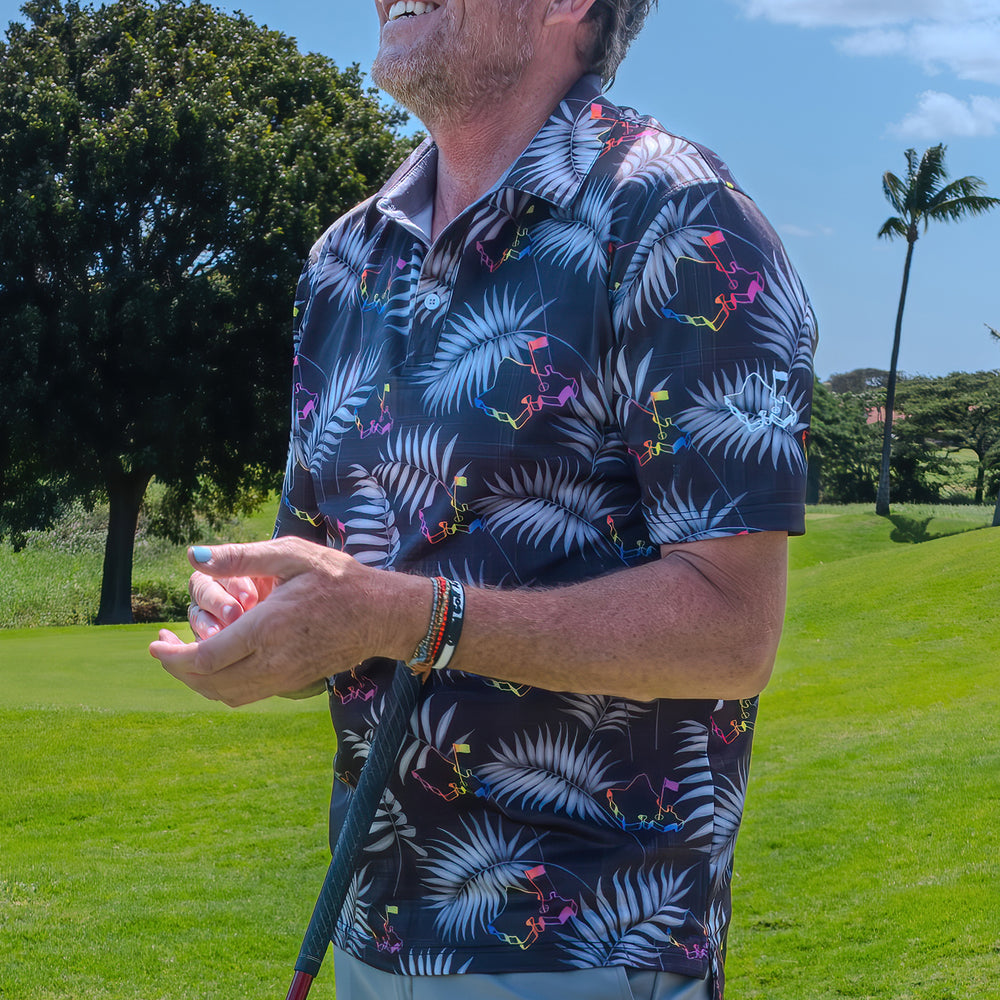 "Shave Ice Time" Tropical Black - OGA Men's Polo - Black / Shave Ice