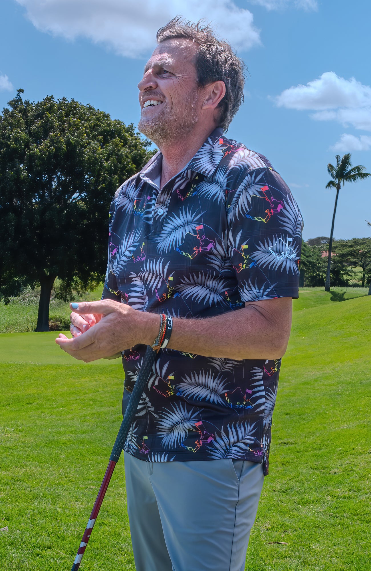 "Shave Ice Time" Tropical Black - OGA Men's Polo - Black / Shave Ice