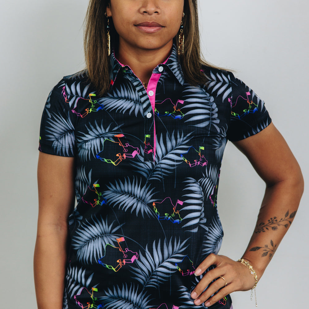 "Shave Ice Time" Tropical Black - OGA Women's Polo - Black / Shave Ice
