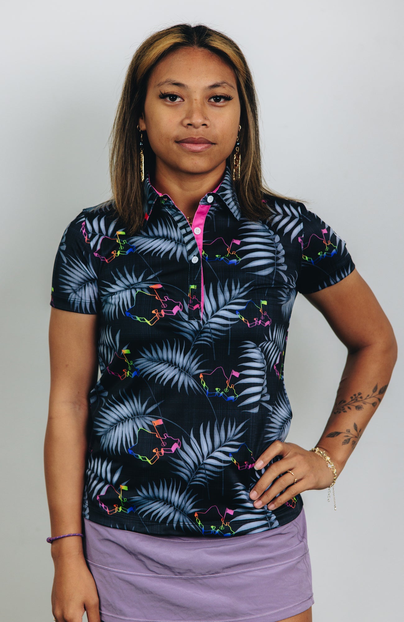 "Shave Ice Time" Tropical Black - OGA Women's Polo - Black / Shave Ice