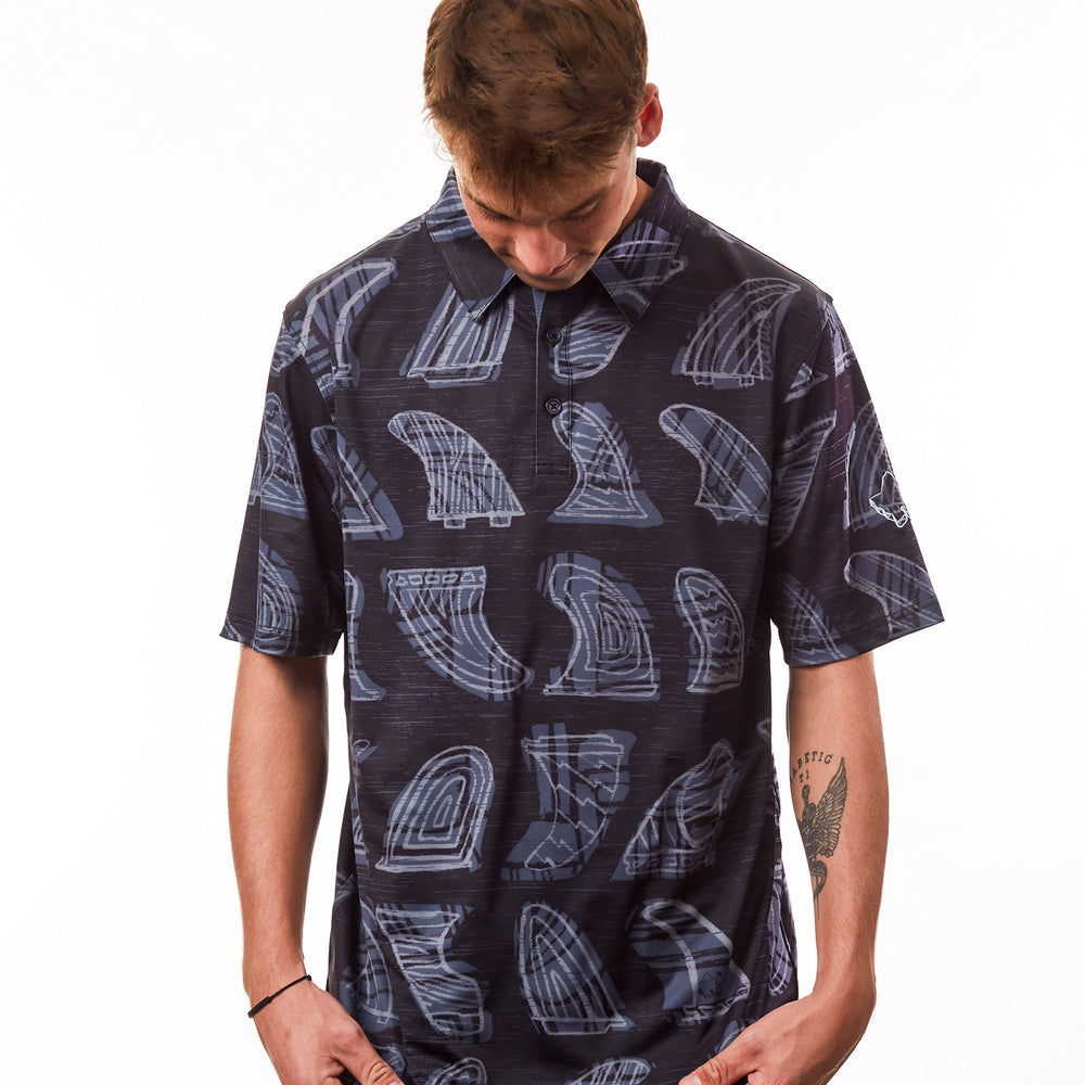 
                      
                        "Skegs" Black Lava - OGA Men's Polo - Black / Gray
                      
                    