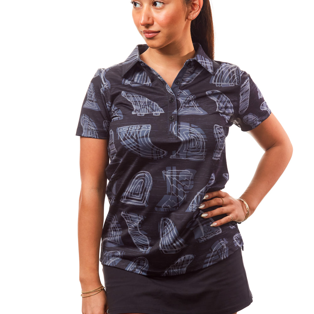 
                      
                        "Skegs" Black Lava - OGA Women's Polo - Black / Gray
                      
                    
