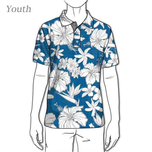 "Sketchy Deep Blue" - OGA Youth Polo - Deep Blue