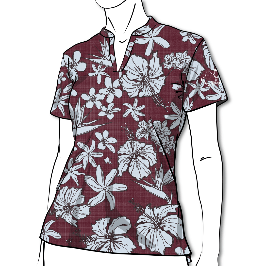 "Sketchy Burgundy Haze" - OGA Ladies Polo - Burgundy Ice