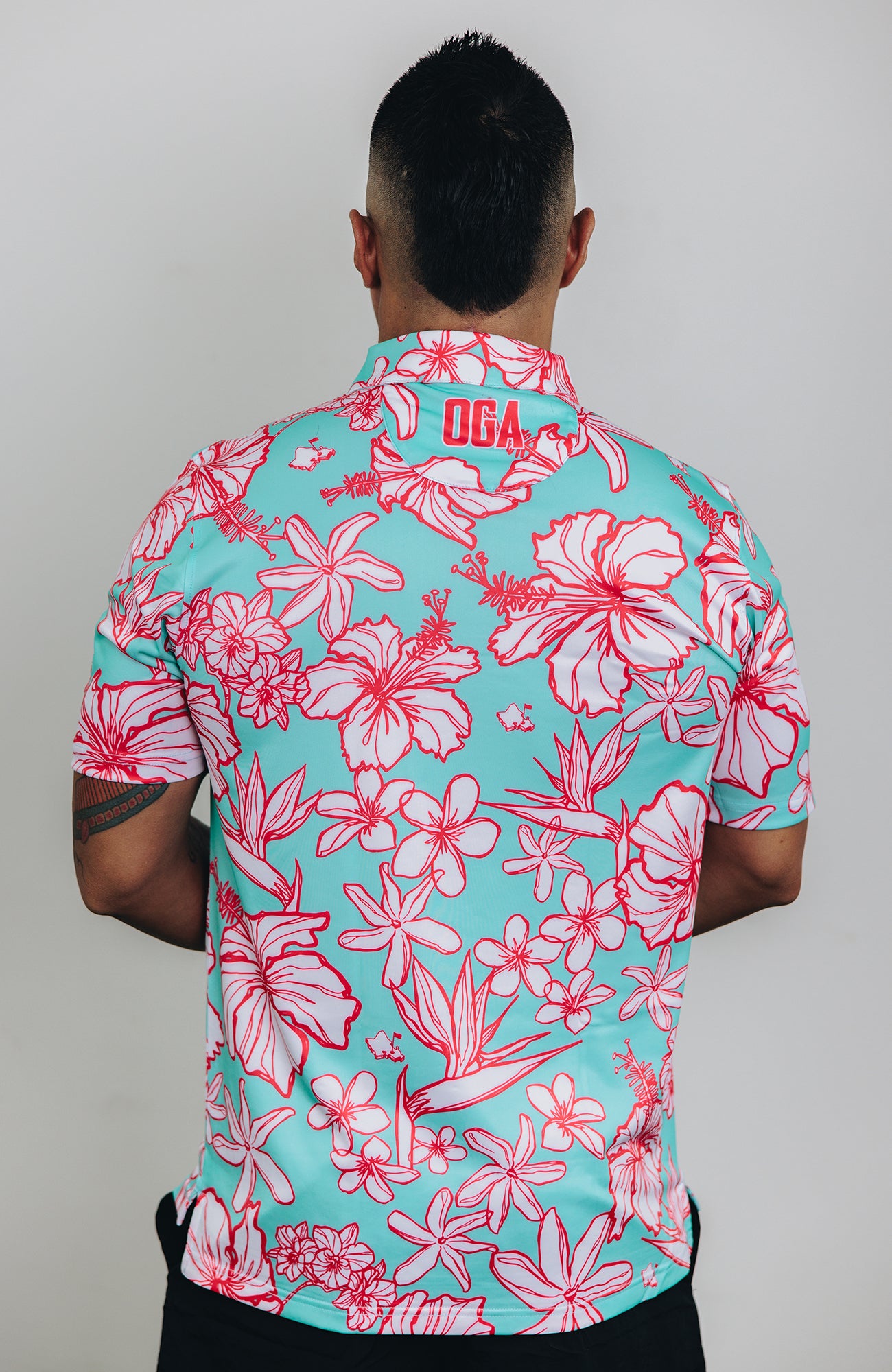 "Sketchy" Cascade Sky - OGA Men's Polo - Aqua Mint