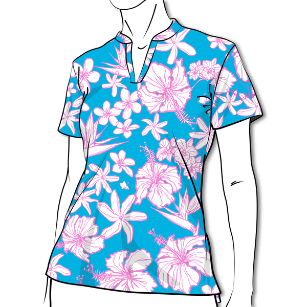 "Sketchy Flora" - OGA Ladies Polo - Cotton Candy