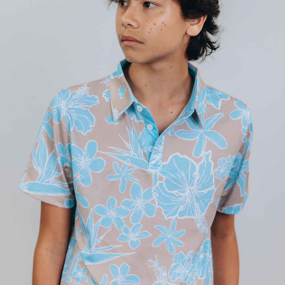 
                      
                        "Sketchy Floral Sandy Aqua" - OGA Youth Polo - Sand and Aqua
                      
                    