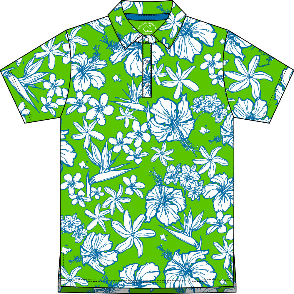 "Sketchy Cascade" Green Flash - OGA Youth Polo - Lime / Foam