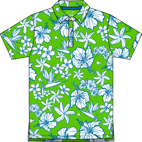 "Sketchy Cascade" Green Flash - OGA Youth Polo - Lime / Foam