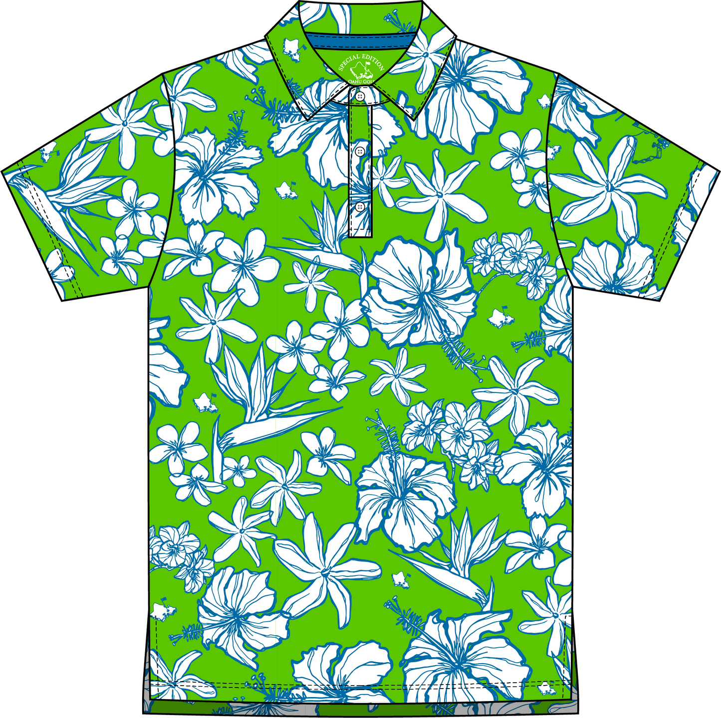"Sketchy Cascade" Green Flash - OGA Youth Polo - Lime / Foam