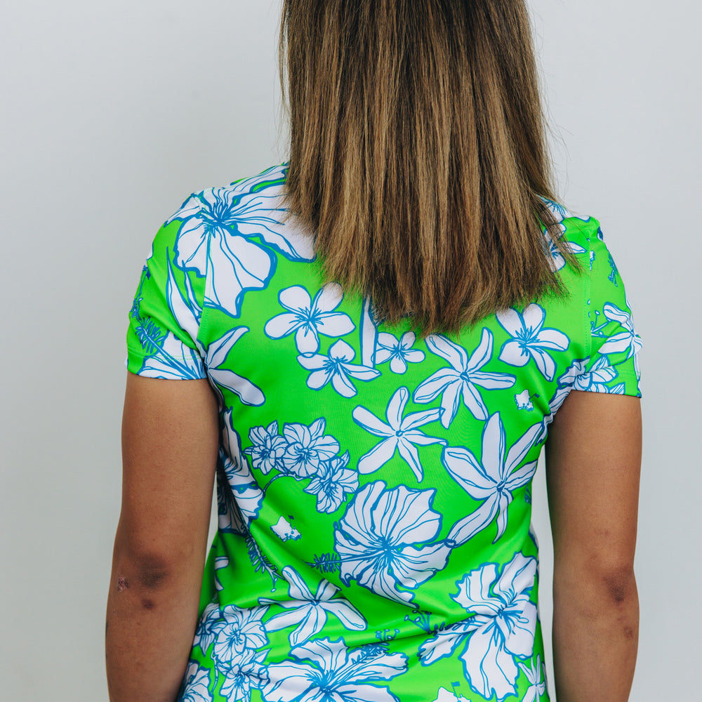 "Sketchy Cascade" Green Flash - OGA Women's Polo - Lime / Foam