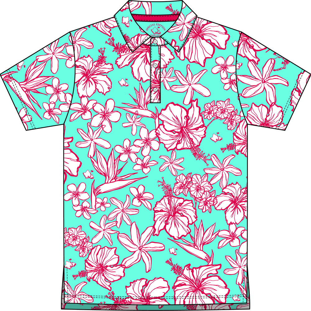 "Sketchy" Cascade Sky - OGA Youth Polo - Aqua Mint